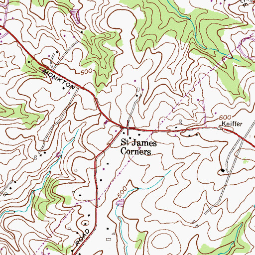 Topographic Map of Saint James Corners, MD