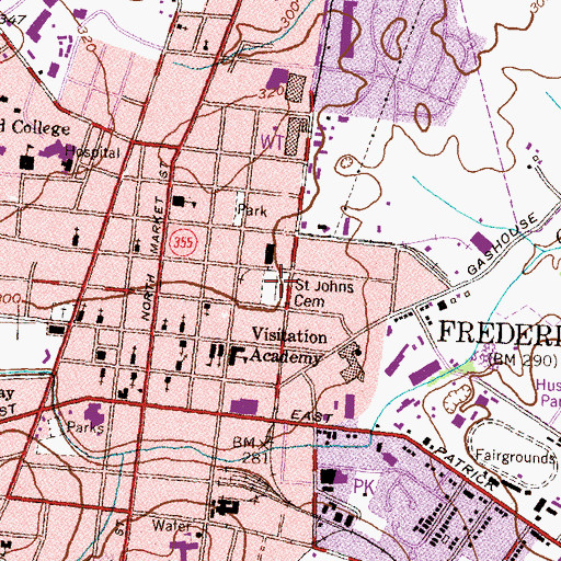 Topographic Map of Saint John's Catholic Cemetery, MD