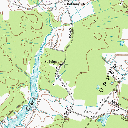 Topographic Map of Saint Johns Church, MD