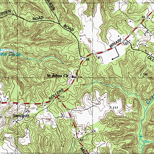 Topographic Map of Saint Johns Church, MD