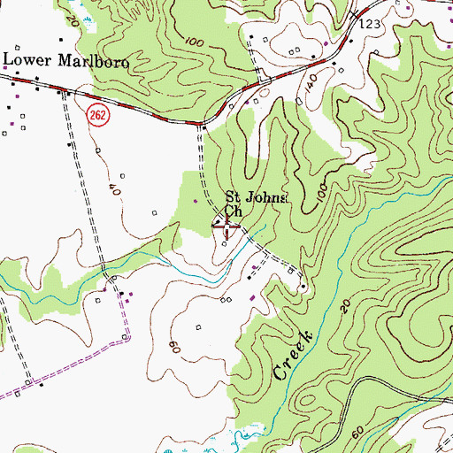 Topographic Map of Saint Johns Church, MD