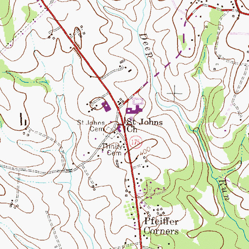 Topographic Map of Saint Johns Church, MD