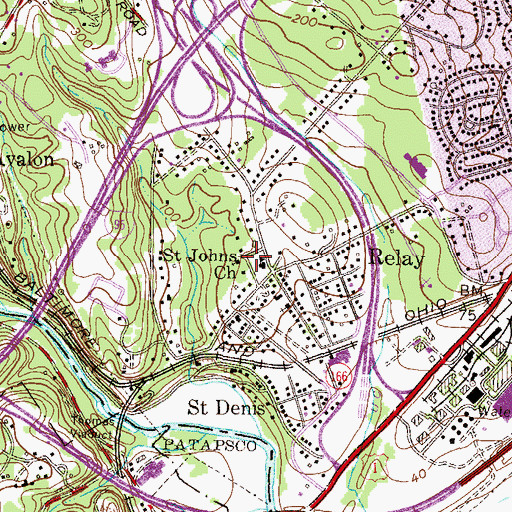 Topographic Map of Saint Johns Church, MD