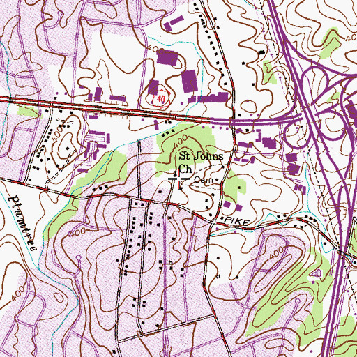 Topographic Map of Saint Johns Church, MD