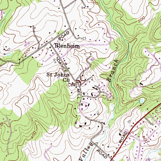 Topographic Map of Saint Johns Church, MD