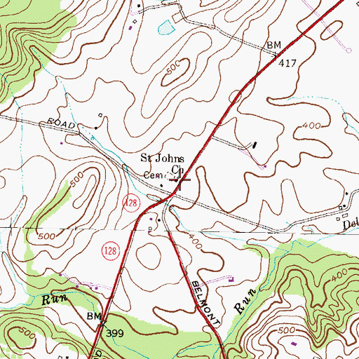 Topographic Map of Saint Johns Church, MD
