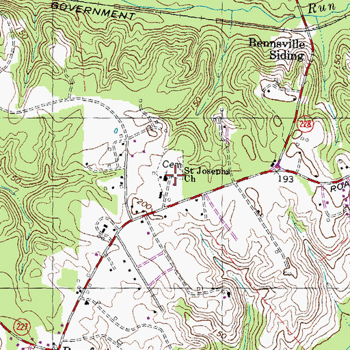 Topographic Map of Saint Josephs Church, MD