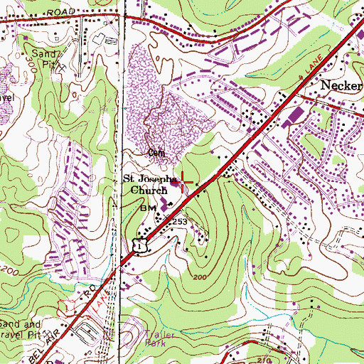Topographic Map of Saint Josephs Church, MD