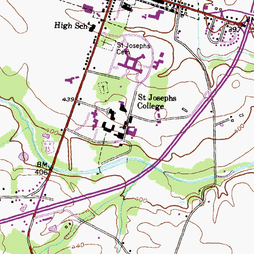 Topographic Map of Saint Josephs College, MD