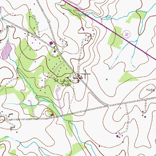 Topographic Map of Saint Louis Cemetery, MD