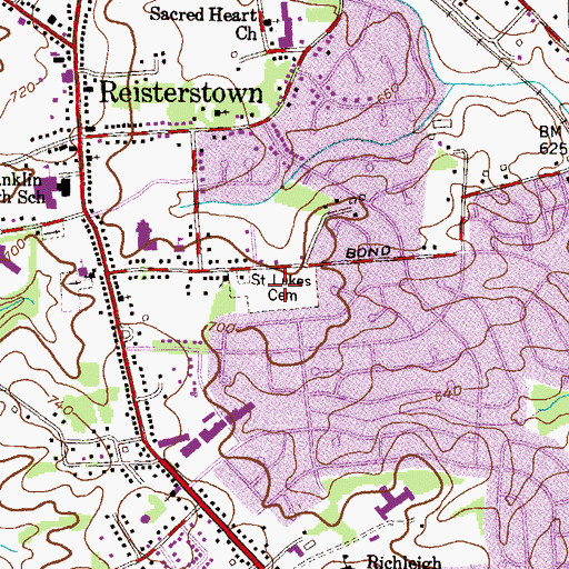 Topographic Map of Saint Lukes Cemetery, MD