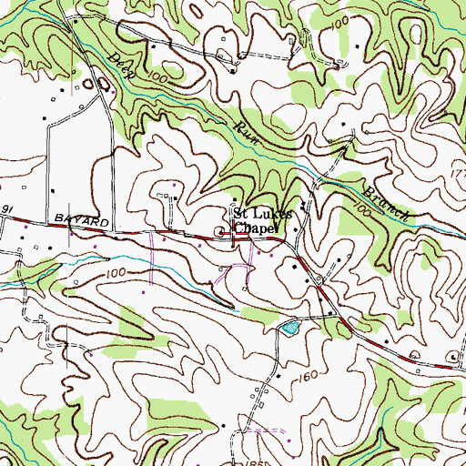 Topographic Map of Saint Lukes Chapel, MD