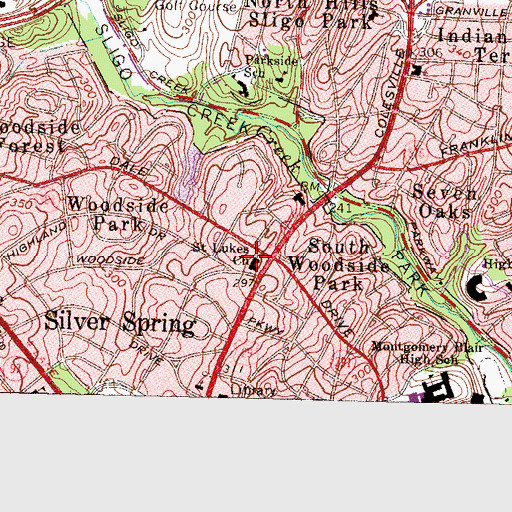 Topographic Map of Saint Lukes Church, MD