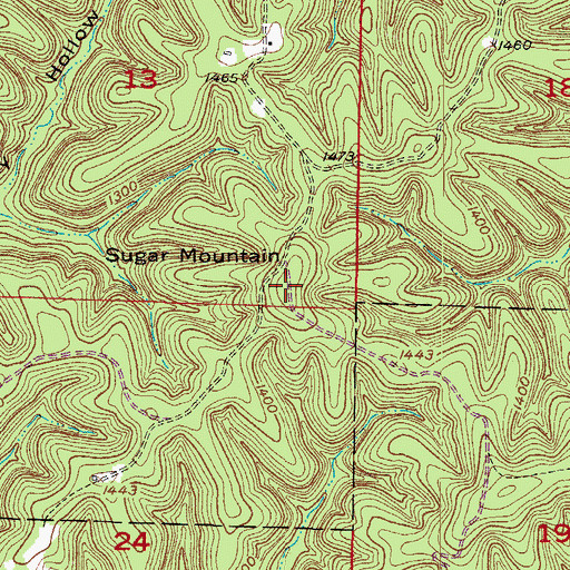 Topographic Map of Sugar Mountain, AR