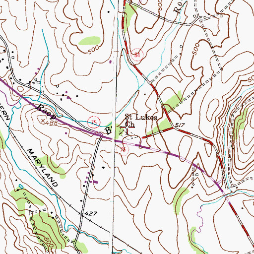 Topographic Map of Saint Lukes Church, MD