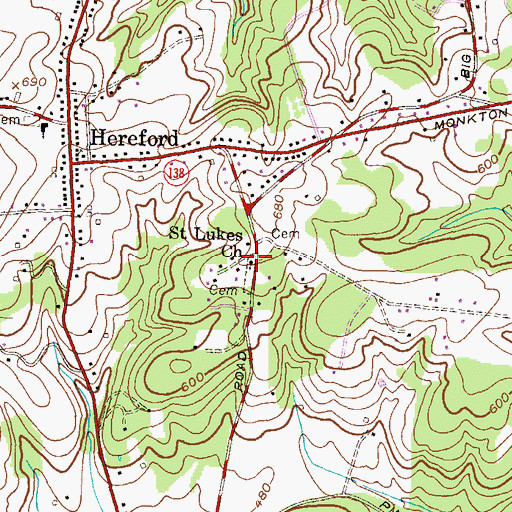 Topographic Map of Saint Lukes Church, MD