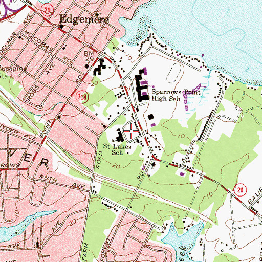 Topographic Map of Saint Lukes School, MD