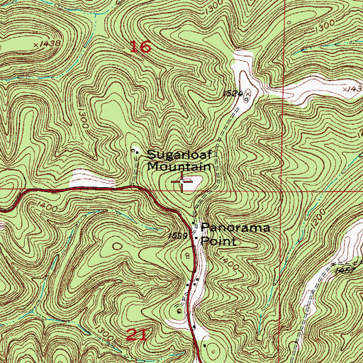 Topographic Map of Sugarloaf Mountain, AR