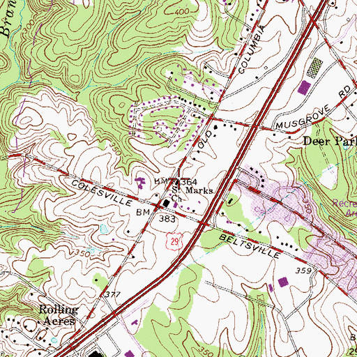 Topographic Map of Saint Marks Church, MD
