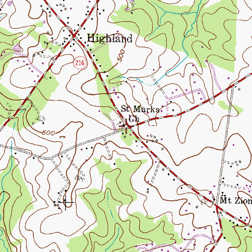 Topographic Map of Saint Marks Church, MD