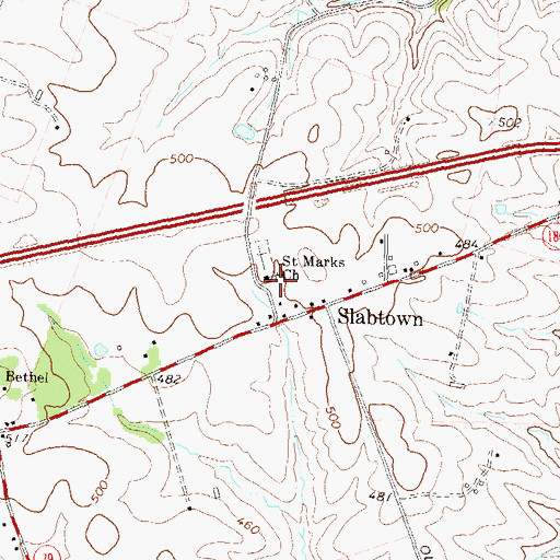 Topographic Map of Saint Marks Church, MD