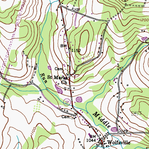 Topographic Map of Saint Marks Church, MD