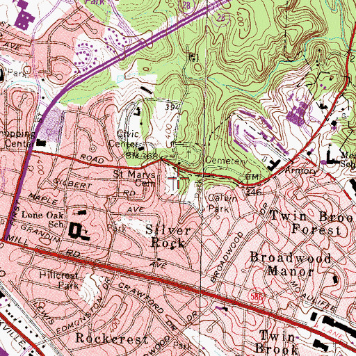 Topographic Map of Saint Marys Cemetery, MD