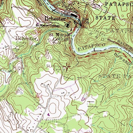 Topographic Map of Saint Marys Cemetery, MD
