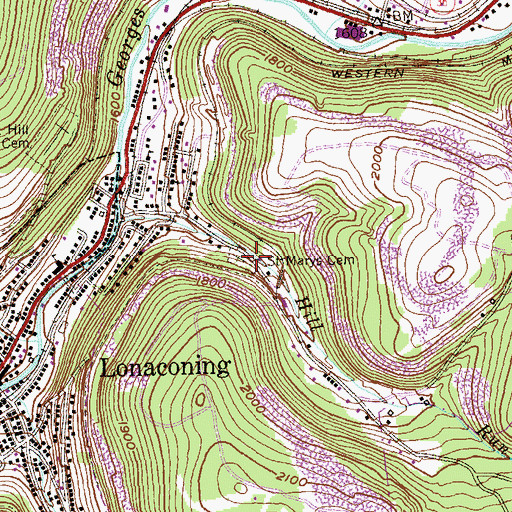 Topographic Map of Saint Marys Cemetery, MD