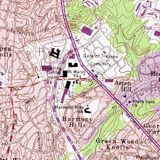 Topographic Map of Saint Marys Church, MD