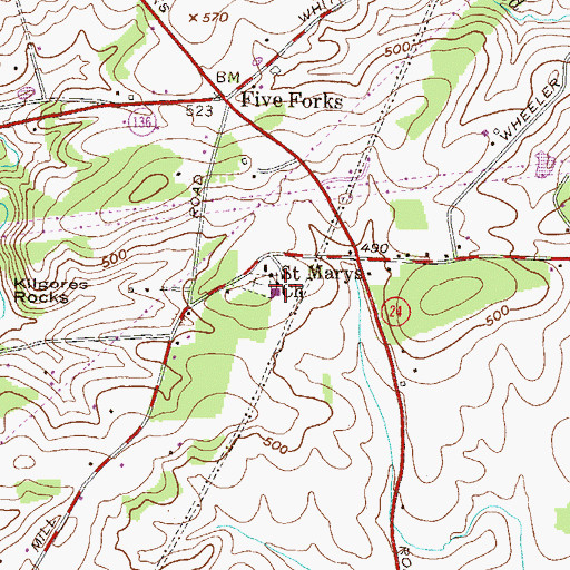 Topographic Map of Saint Marys Church, MD
