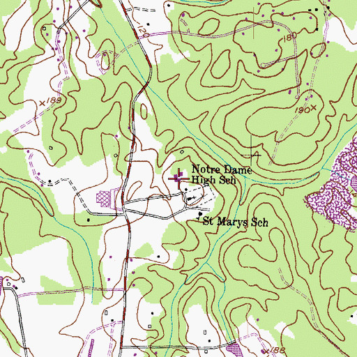 Topographic Map of Saint Mary's School, MD