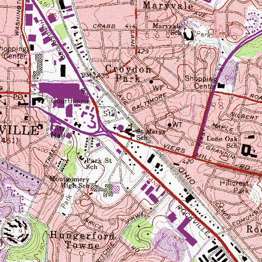 Topographic Map of Saint Marys School, MD