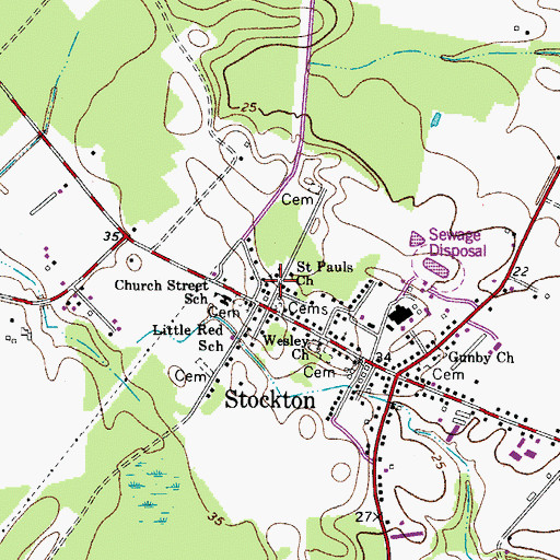Topographic Map of Saint Pauls Church, MD