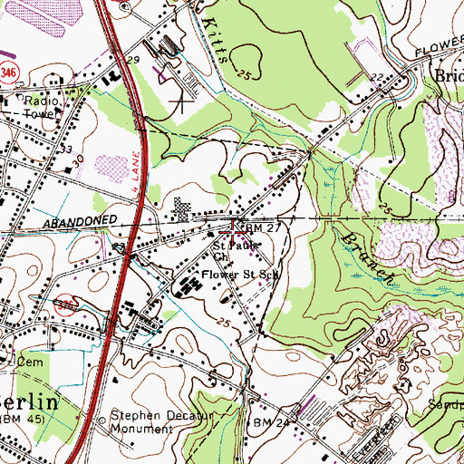 Topographic Map of Saint Pauls Church, MD