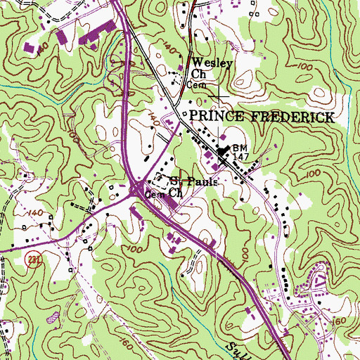 Topographic Map of Saint Pauls Church, MD