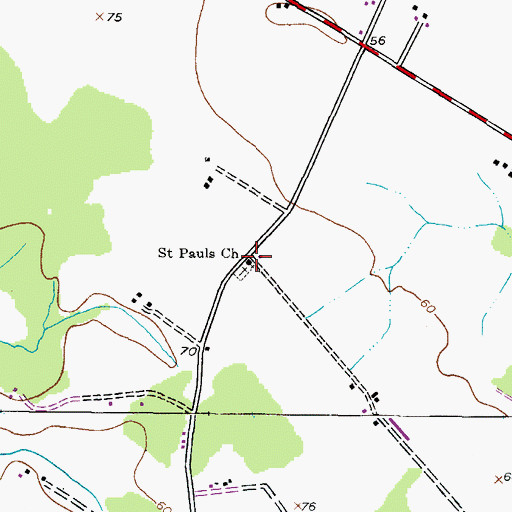 Topographic Map of Saint Pauls Church, MD