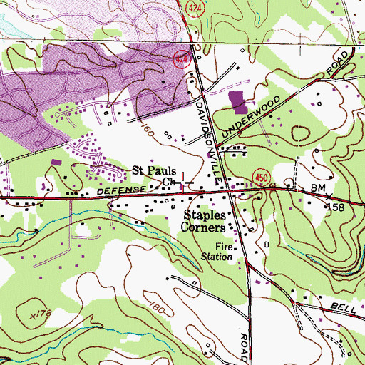 Topographic Map of Saint Pauls Church, MD