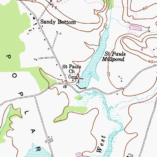 Topographic Map of Saint Pauls Church, MD