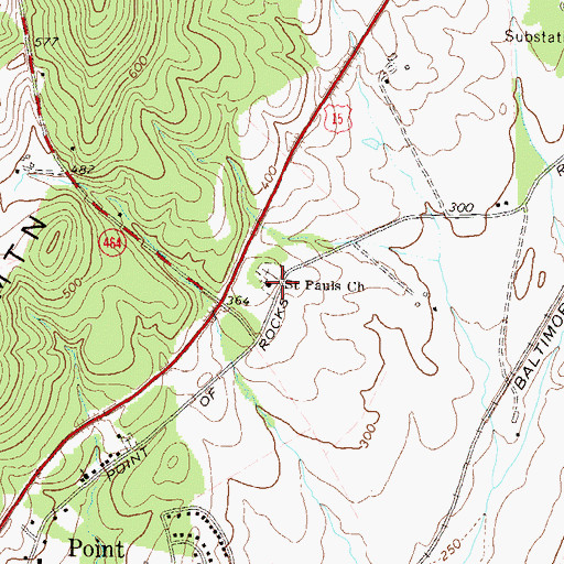 Topographic Map of Saint Pauls Church, MD