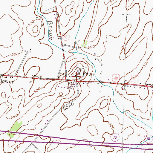 Topographic Map of Saint Pauls Church, MD