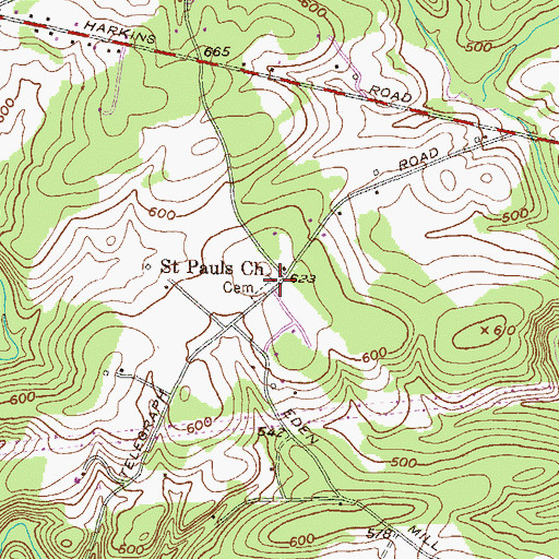Topographic Map of Saint Pauls Church, MD