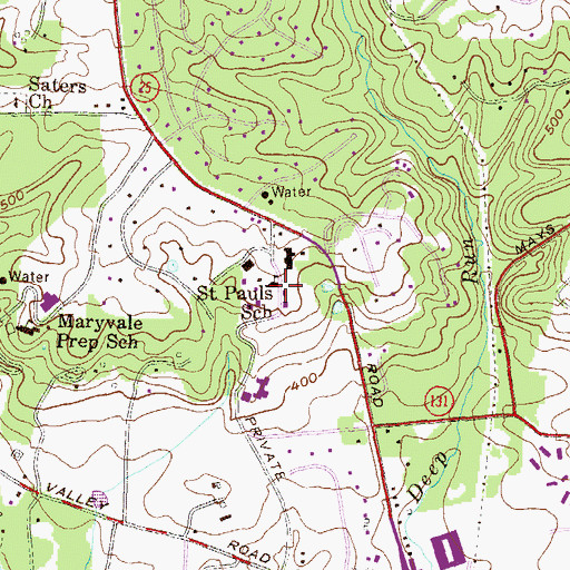 Topographic Map of Saint Pauls School, MD