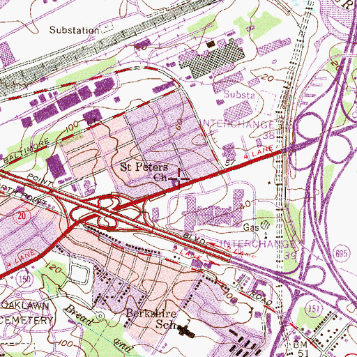 Topographic Map of Saint Peters Church, MD
