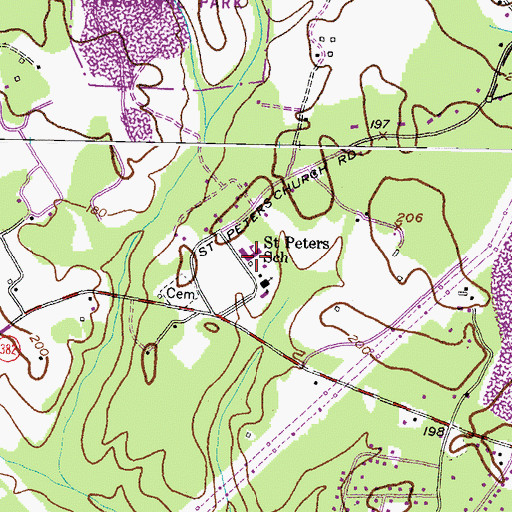Topographic Map of Saint Peters School, MD