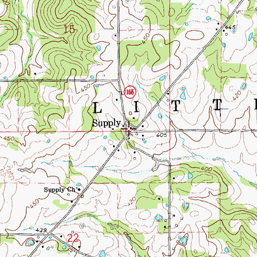 Topographic Map of Supply, AR