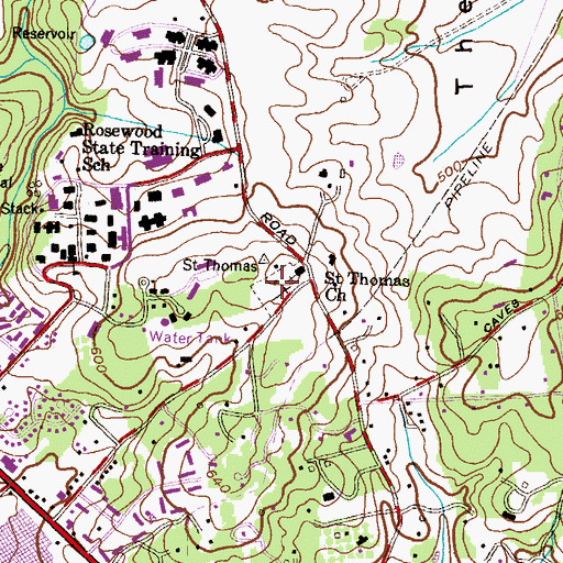 Topographic Map of Saint Thomas Cemetery, MD