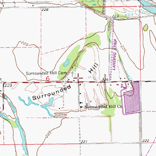 Topographic Map of Surrounded Hill, AR