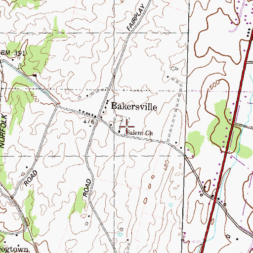 Topographic Map of Salem Church, MD