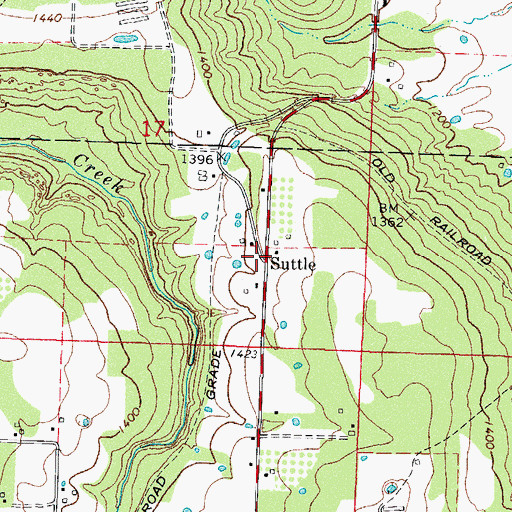 Topographic Map of Suttle, AR